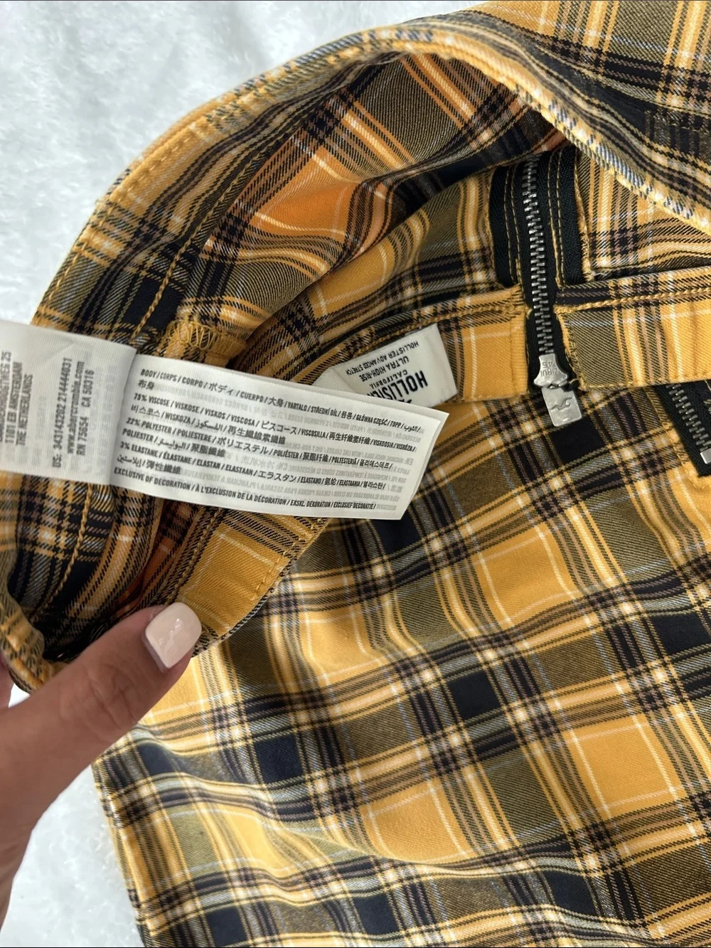 Hollister Ultra High Rise Yellow and Black Plaid Mini Skirt Preppy Academia